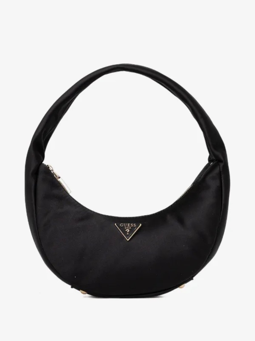 GUESS Black and Sunetra Crescent Shoulder Bag with Gold Hardware